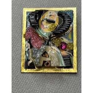 Vintage Artisan Bonnie Kondor Miro & Me 3D Pin Brooch Rare HTF